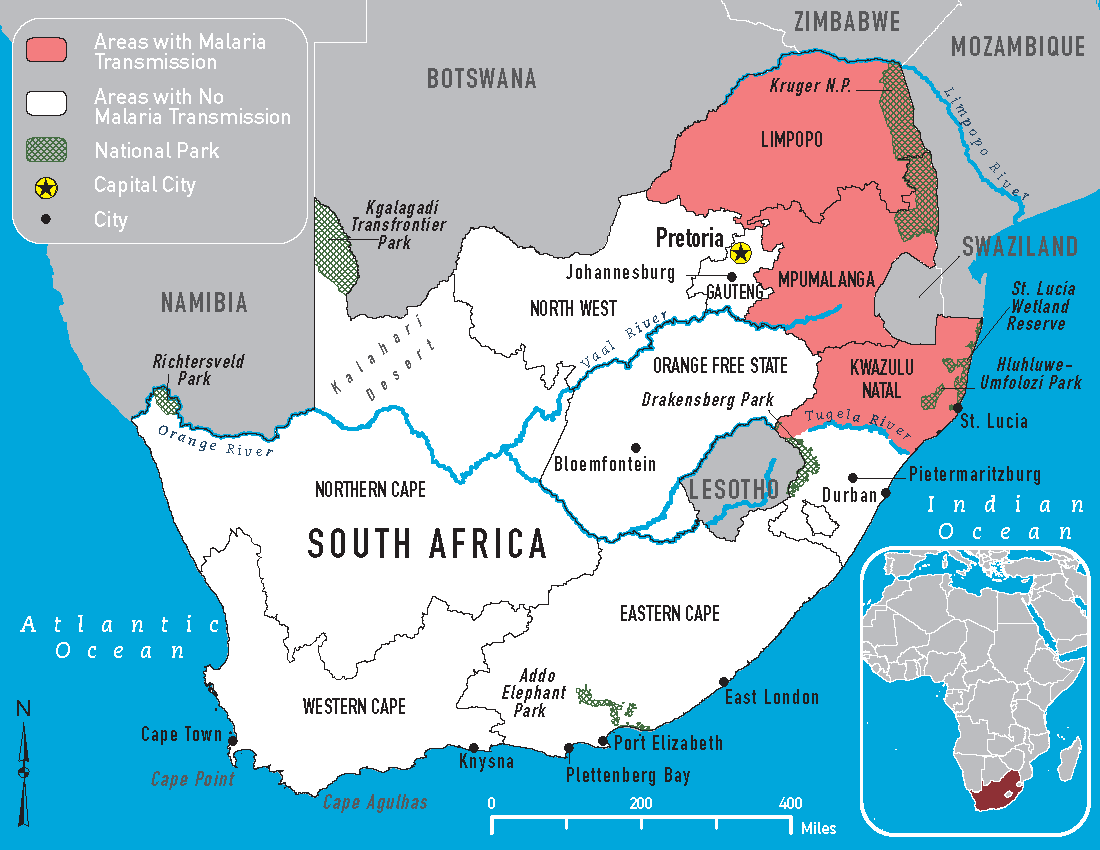 malaria risk map of south africa for 2018