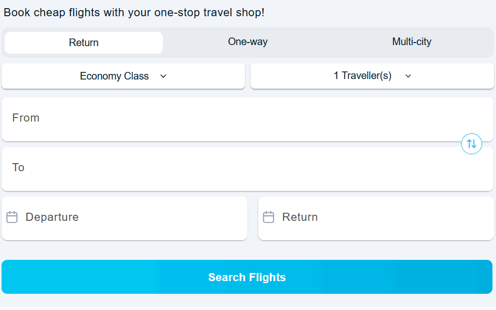 flight booking banner and link